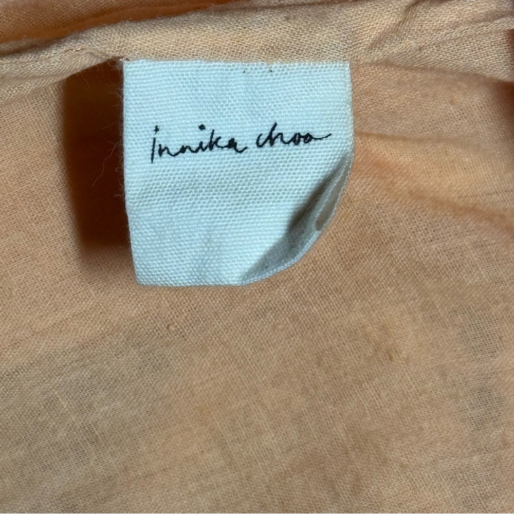 Innika Choo Linen Mini Dress Embroidered Ruffle Yoke Size 3 Babydoll - Picture 6 of 9